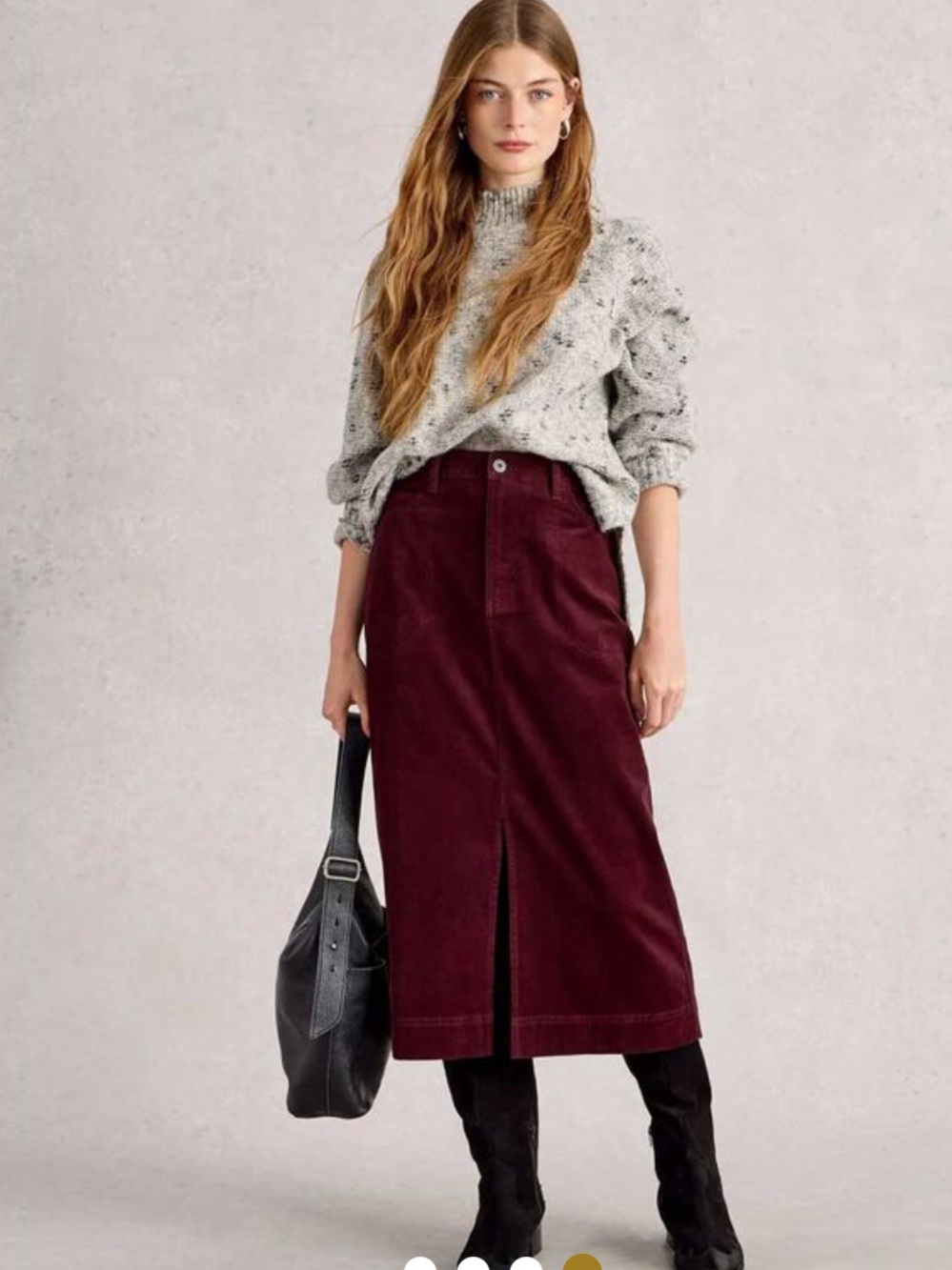 Loft Women’s Brushed Corduroy Midi Skirt in Deep Wine - Picture 9 of 17